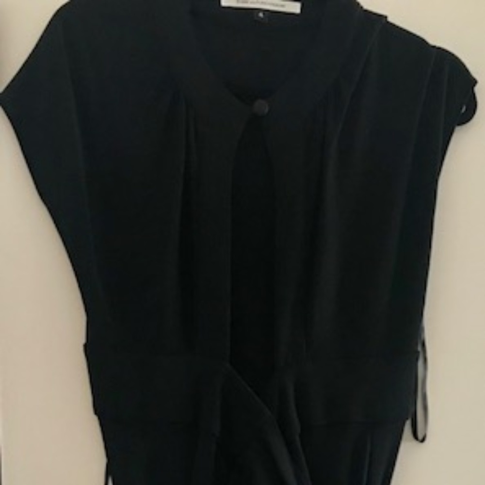 DVF Black Wool Wrap Dress
